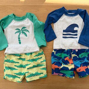 Set of 2 Hanna Andersson Baby Rashguard & Trunks,   Size 18-24 months